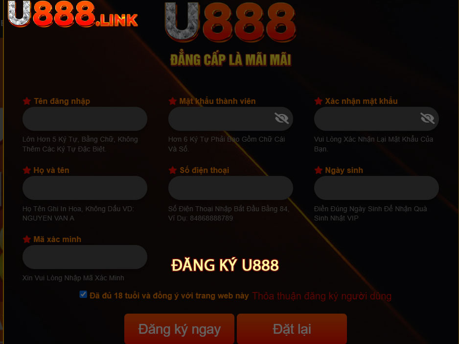 đăng ký u888